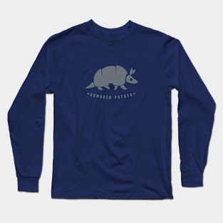 Armadillo armored potato. Funny animals, minimal design with dark ink Long Sleeve T-Shirt